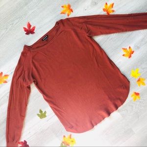 Scoop Neck Fitted Orange Sweater